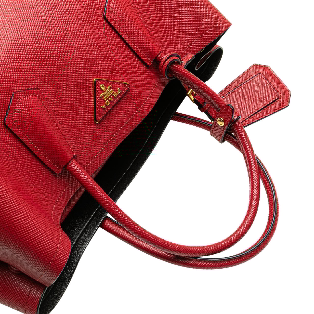 Prada Medium Saffiano Cuir Double Satchel Rood