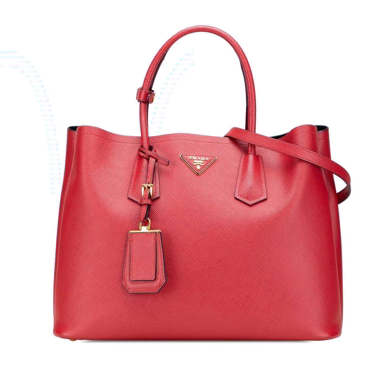 Prada Medium Saffiano Cuir Double Satchel Rood