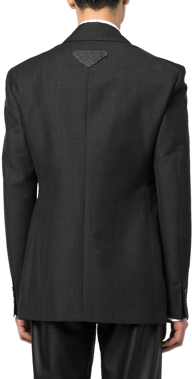 Prada Prada Double-Breasted Wool Jacket Grijs