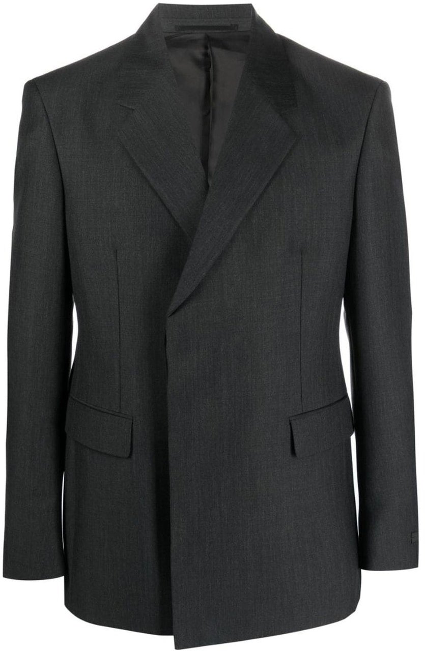 Prada Prada Double-Breasted Wool Jacket Grijs