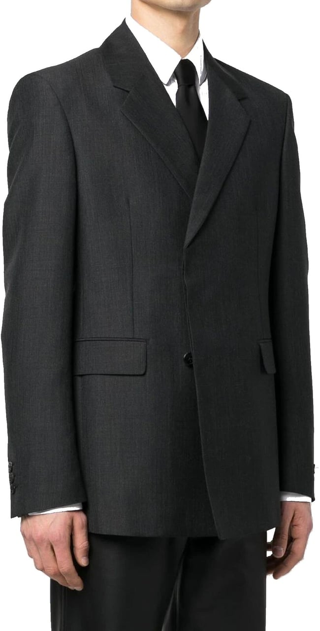 Prada Prada Double-Breasted Wool Jacket Grijs