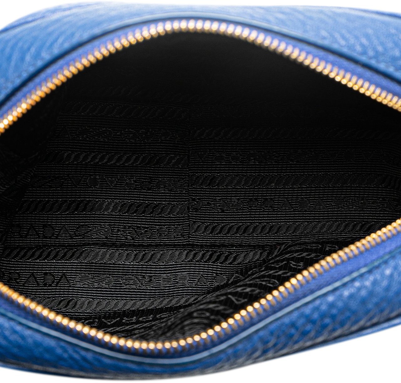 Prada Vitello Daino Cosmetic Pouch Blauw