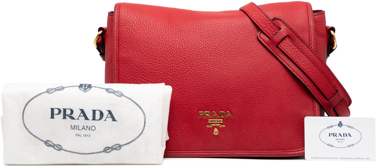 Prada Vitello Phenix Flap Crossbody Rood