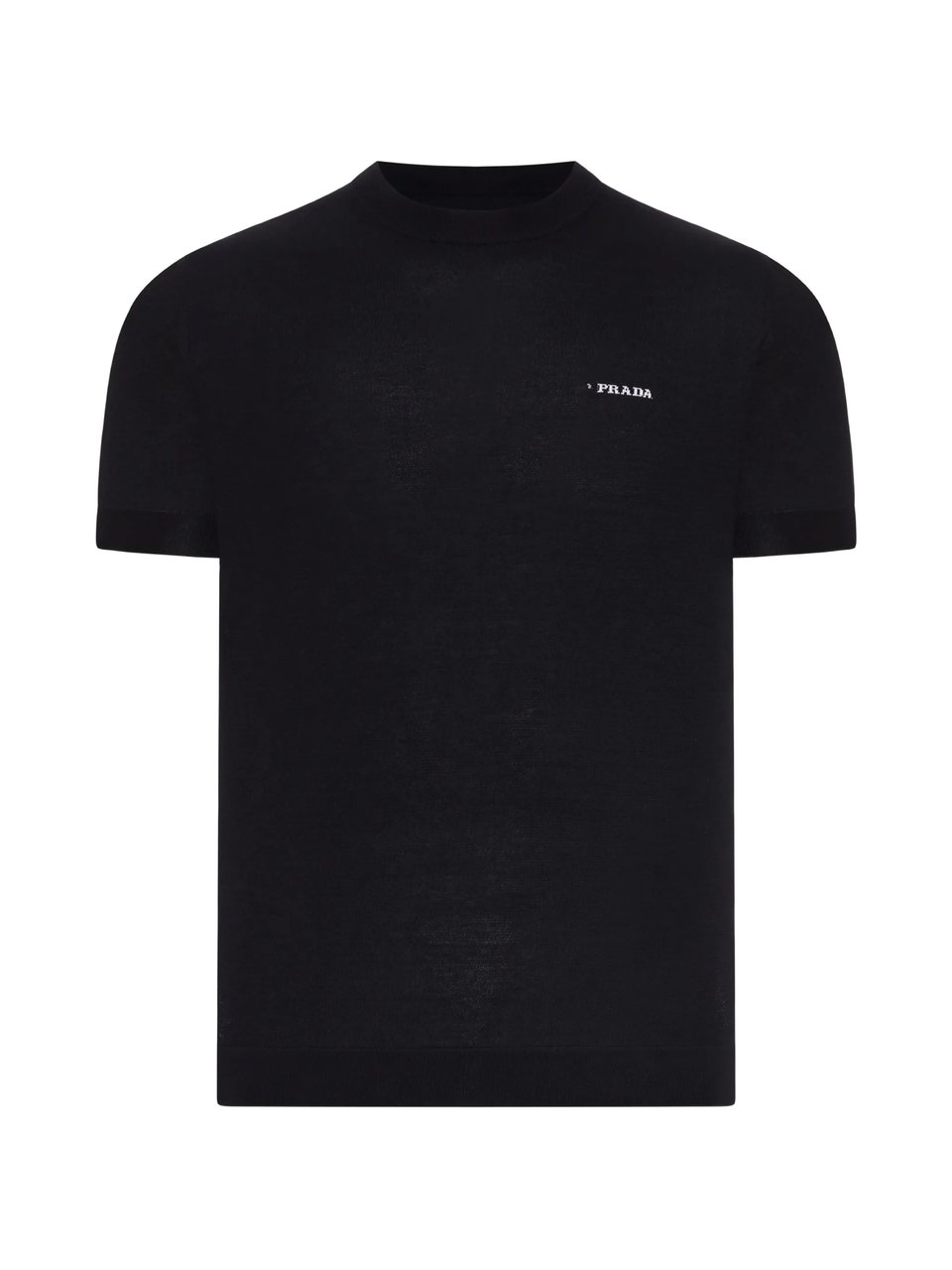 Prada Black Minimalist Cotton Short-Sleeve T-Shirt Zwart