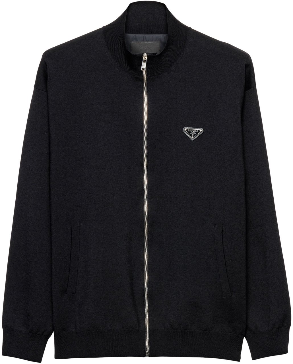 Prada Black Cardigan Overfit Virgin Wool Cardigan Zwart