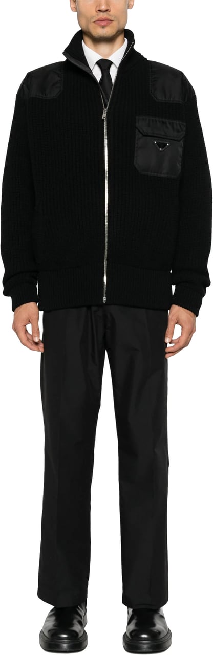 Prada Black Cardigan Wool/Cashmere Re-Nylon Cardigan Zwart