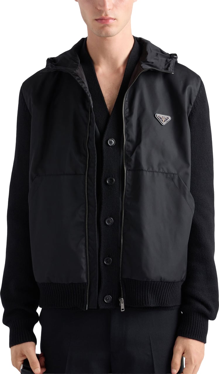 Prada Black Cardigan Wool/Cashmere Re-Nylon Cardigan Zwart
