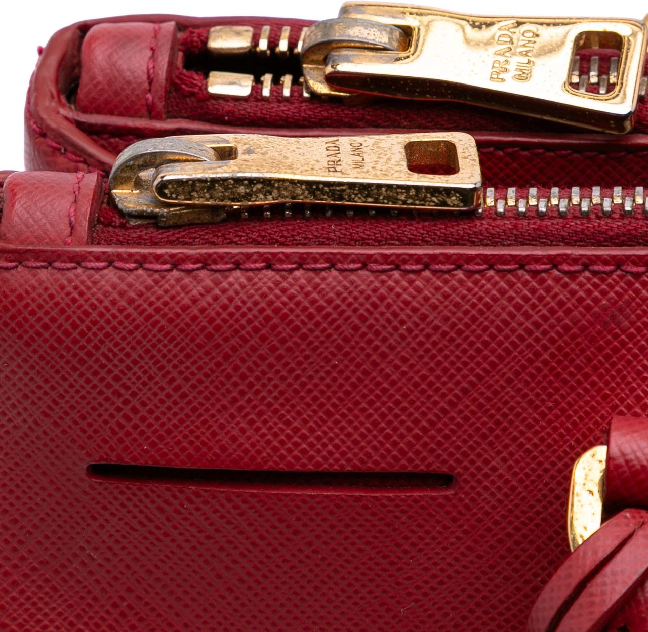 Prada Small Saffiano Lux Galleria Double Zip Satchel Rood
