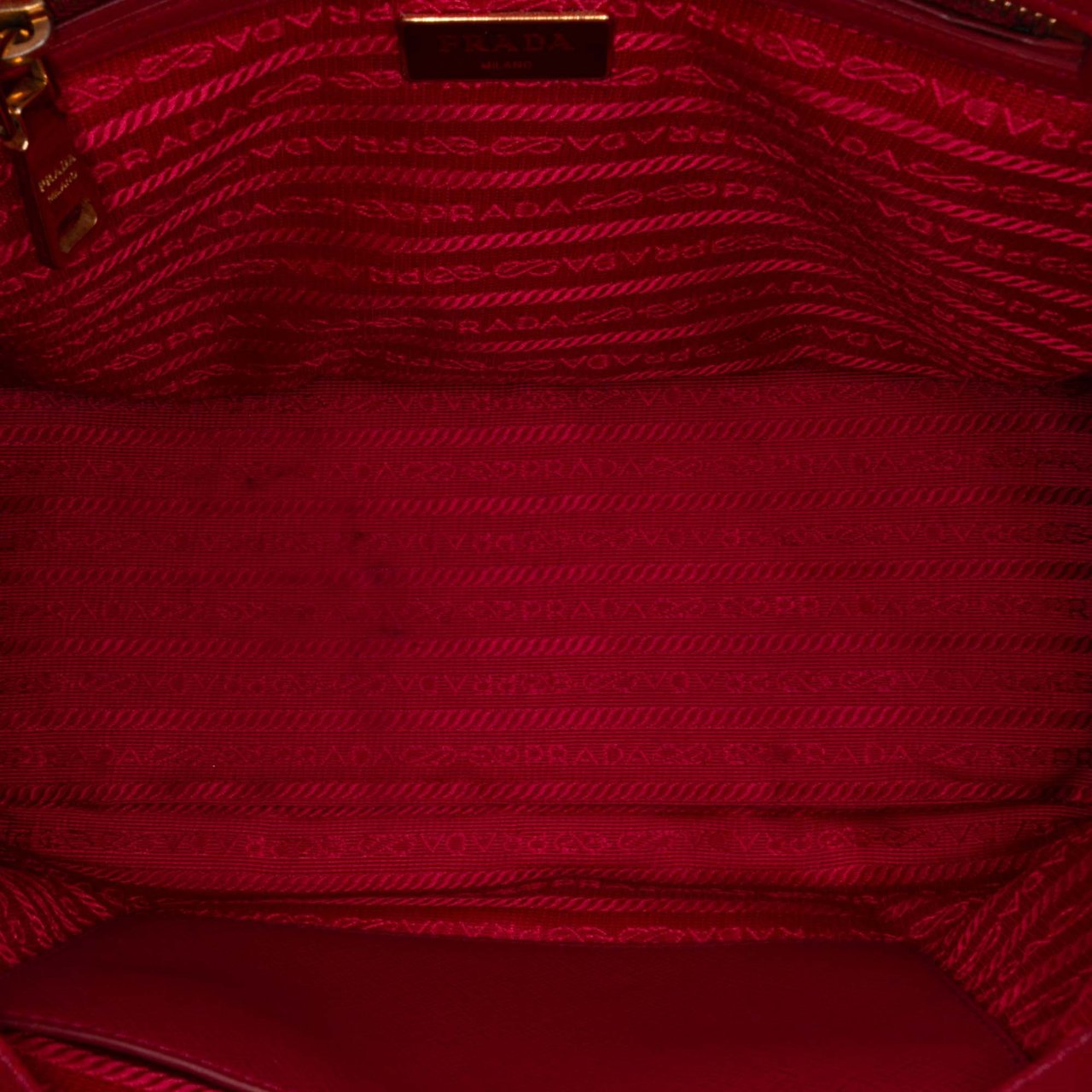 Prada Small Saffiano Lux Galleria Double Zip Satchel Rood
