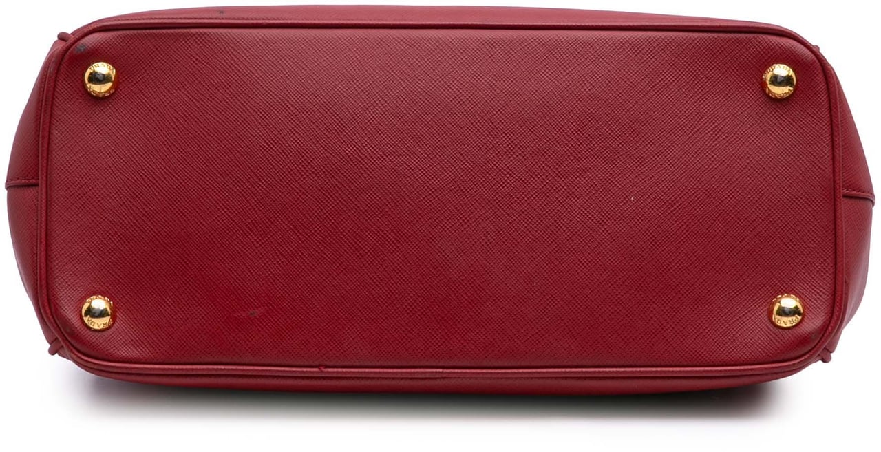 Prada Small Saffiano Lux Galleria Double Zip Satchel Rood