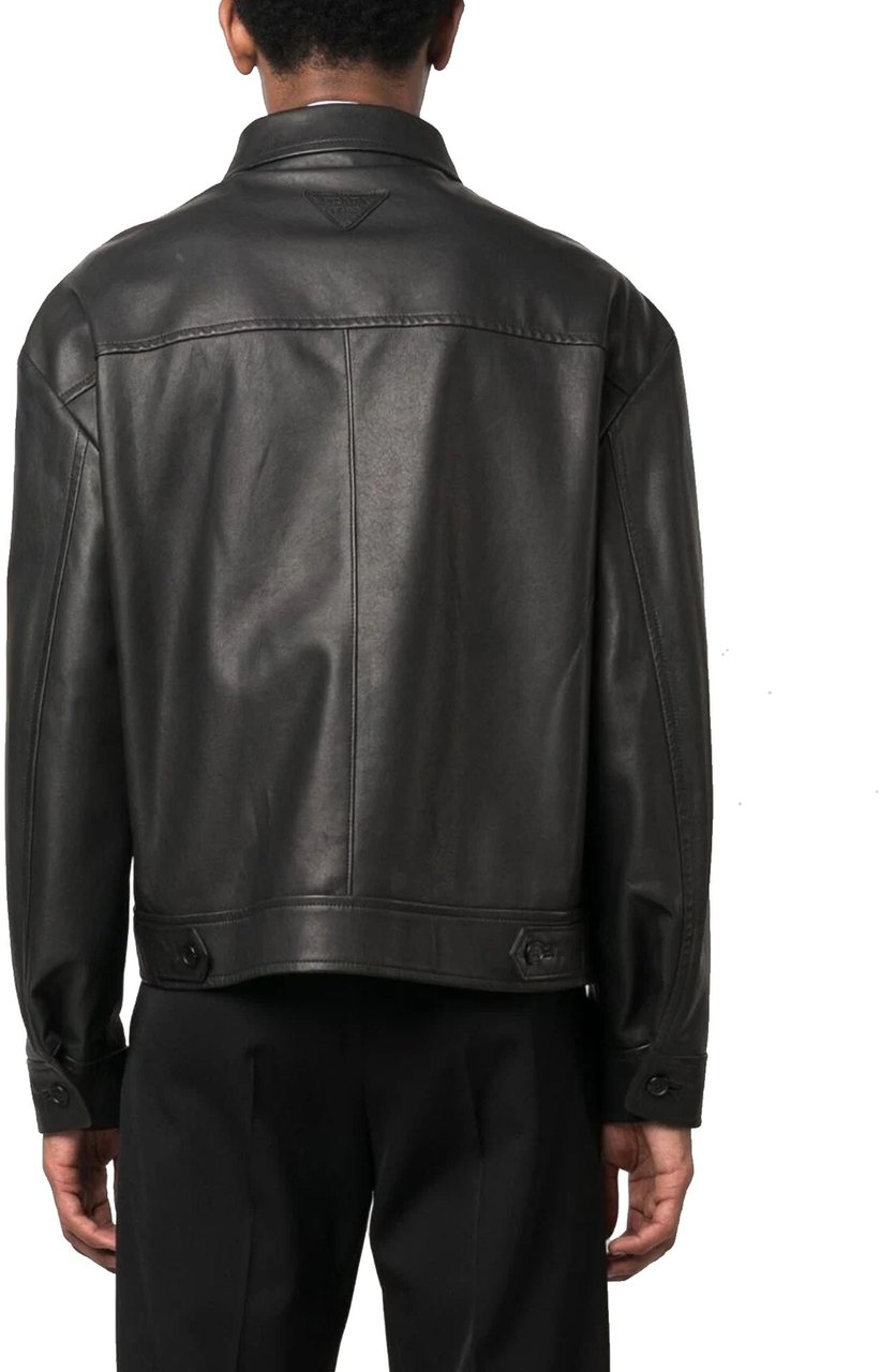 Prada Prada Leather Jacket Zwart
