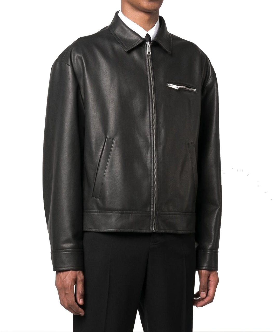 Prada Prada Leather Jacket Zwart