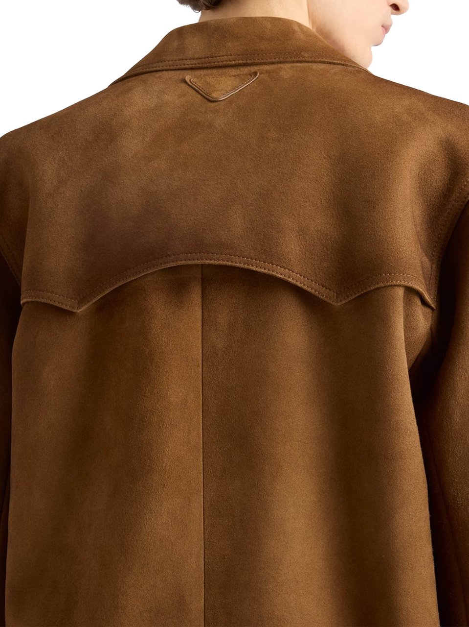 Prada Blouson Straight-Cut Lambskin Suede Jacket Bruin