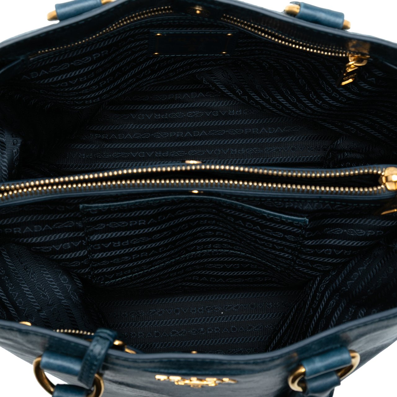Prada Vitello Shine Satchel Blauw