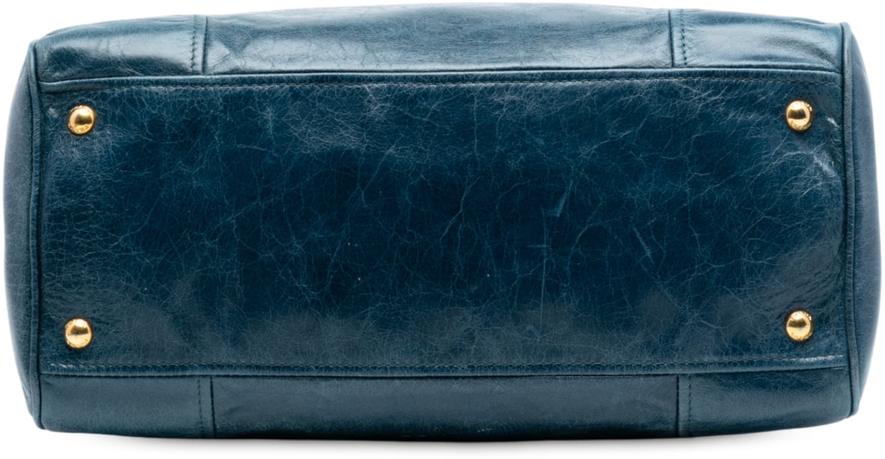 Prada Vitello Shine Satchel Blauw