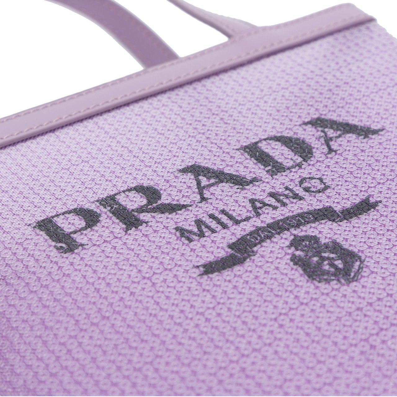 Prada Small Sequined Mesh Logo Tote Paars