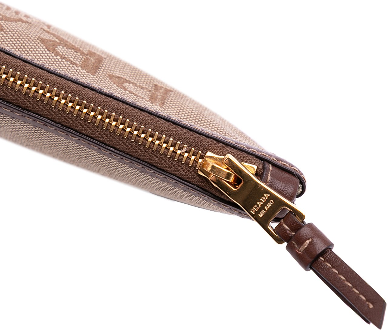 Prada Canvas Canapa Logo Pouch Bruin