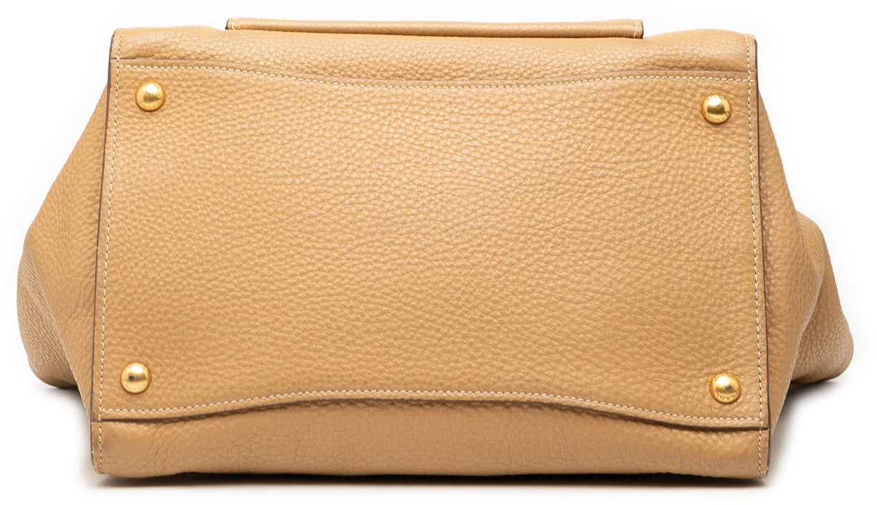 Prada Vitello Daino Front Pocket Open Convertible Tote Bruin