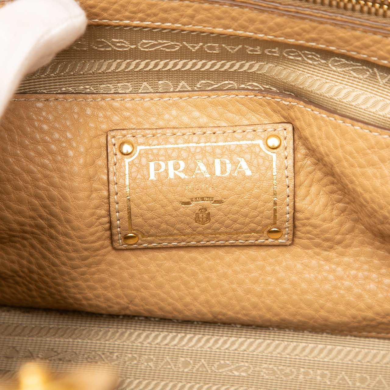 Prada Vitello Daino Front Pocket Open Convertible Tote Bruin