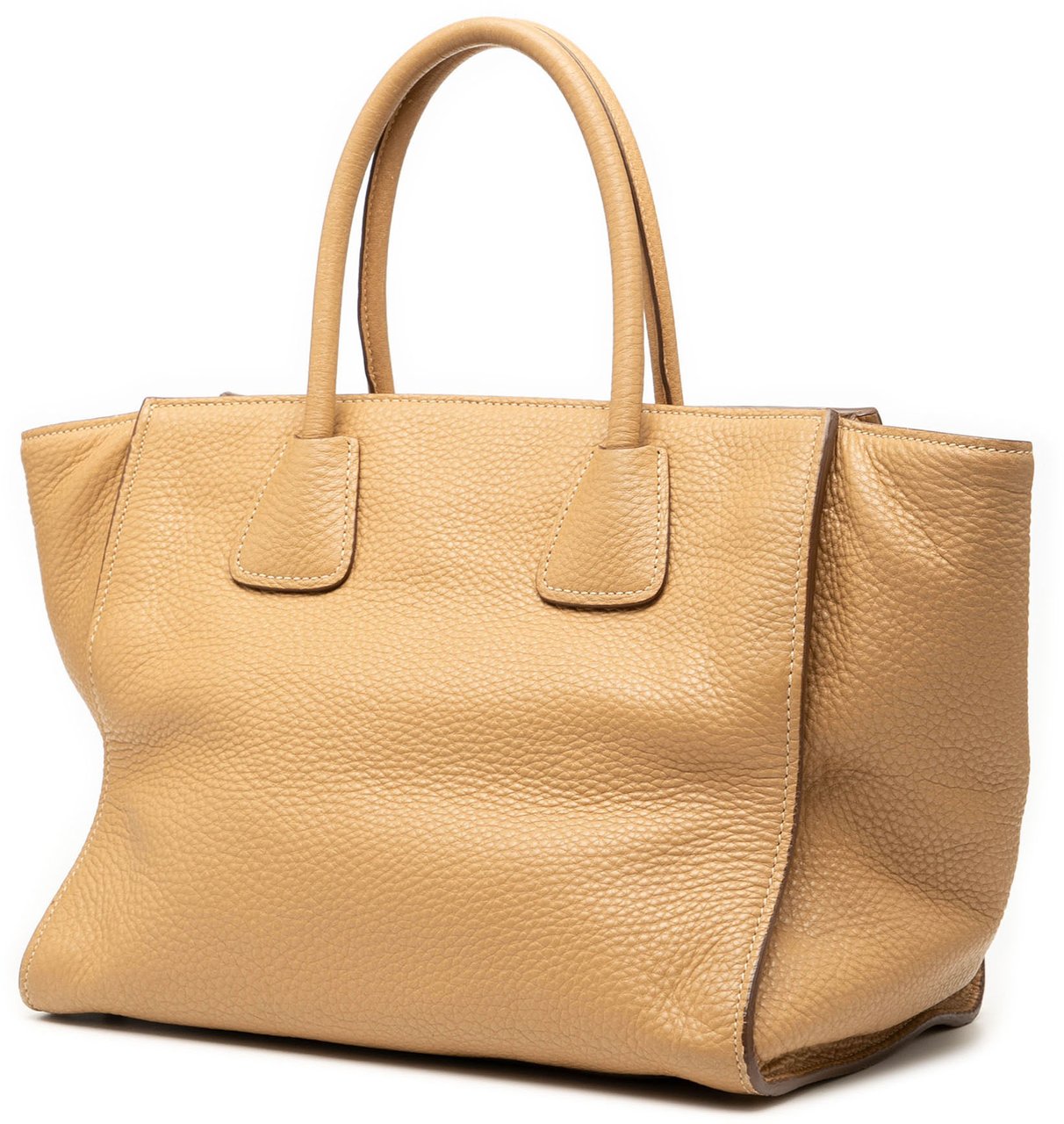 Prada Vitello Daino Front Pocket Open Convertible Tote Bruin