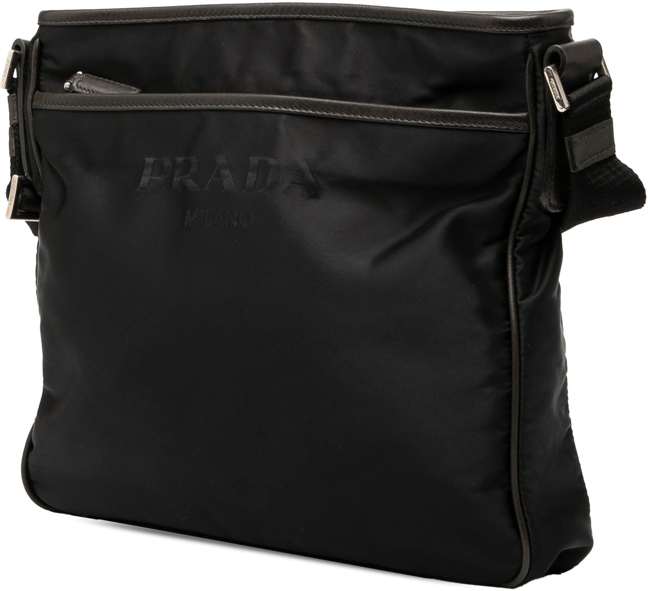 Prada Tessuto Zip Top Crossbody Zwart