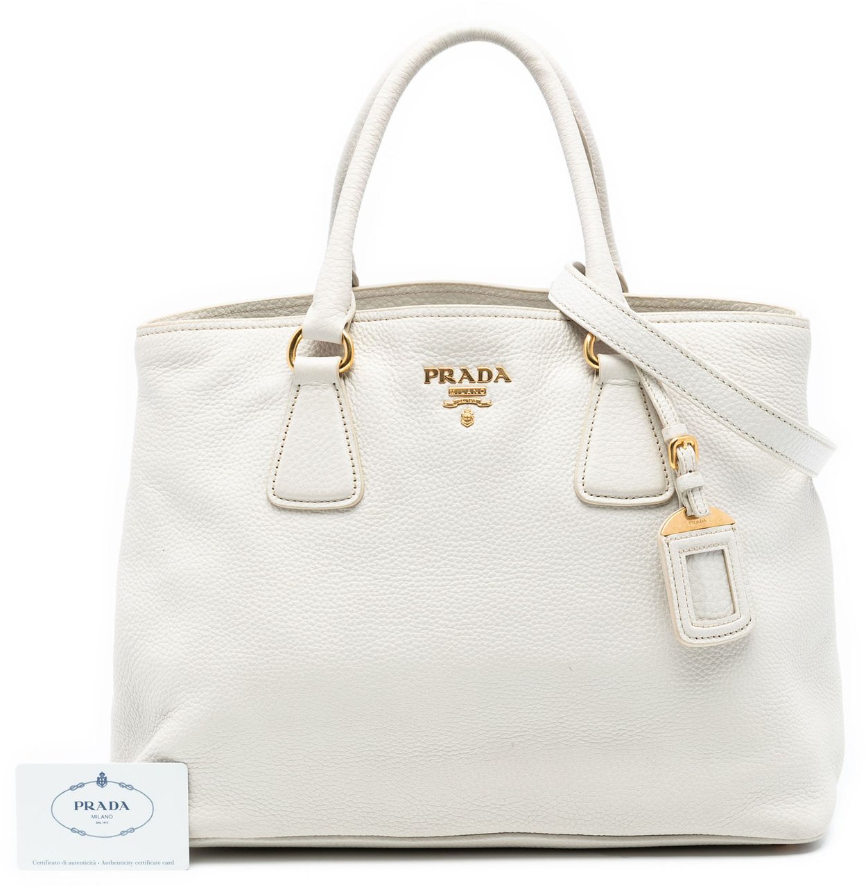 Prada Vitello Daino Open Convertible Tote Wit