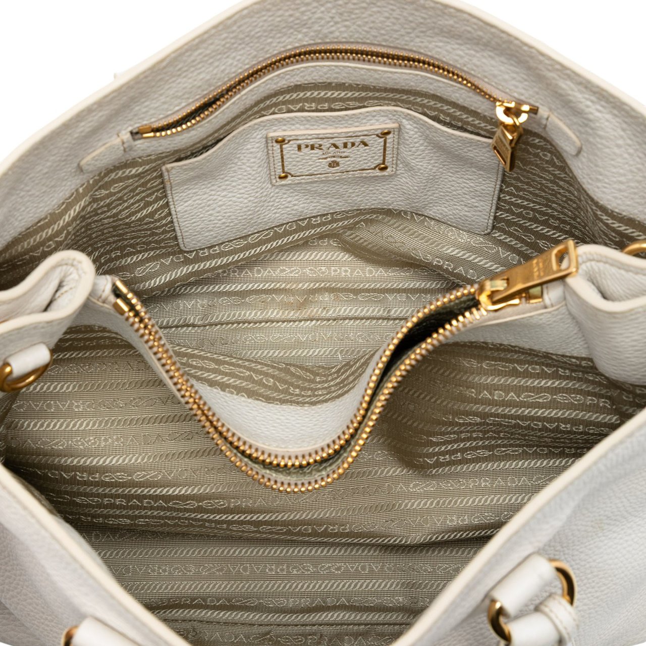 Prada Vitello Daino Open Convertible Tote Wit