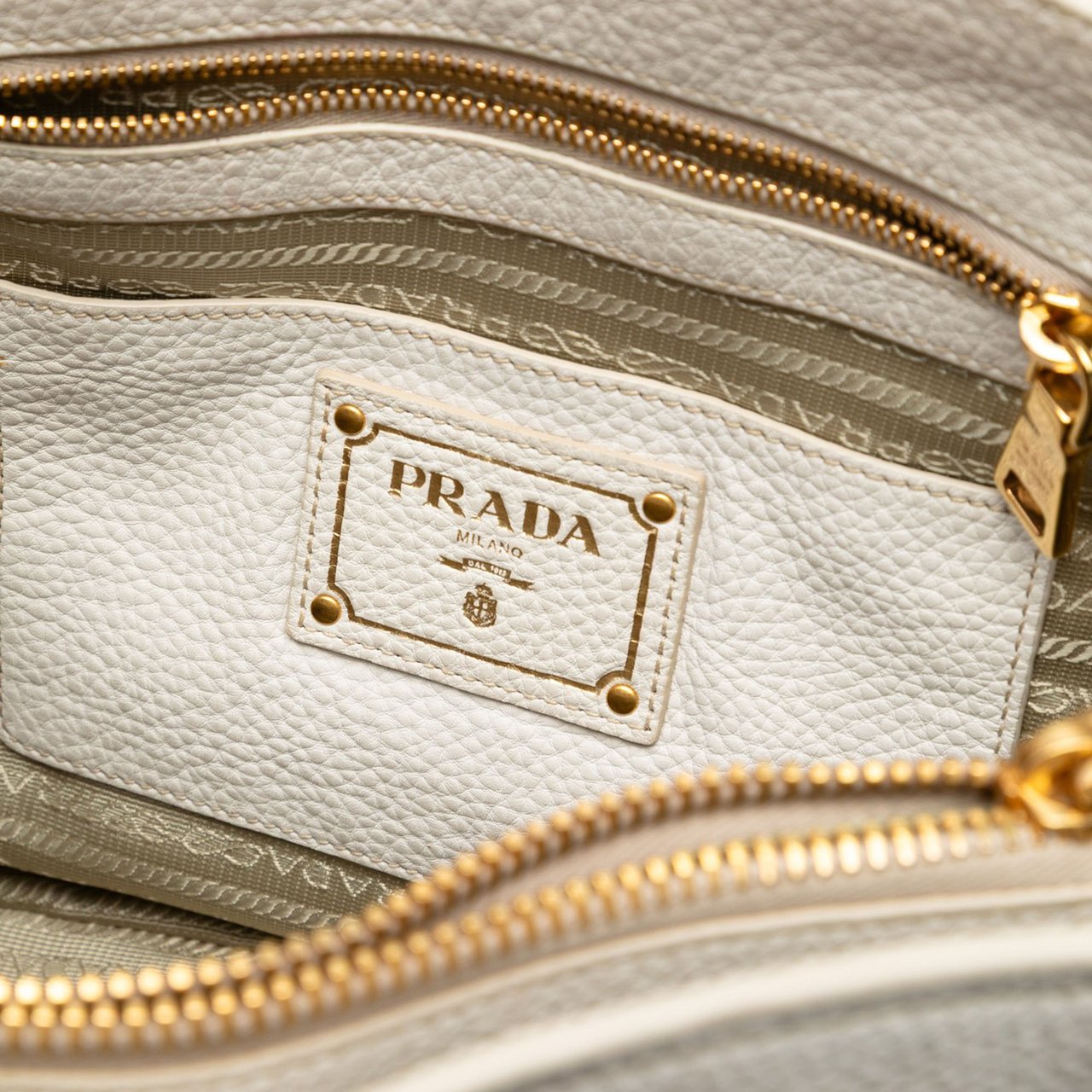 Prada Vitello Daino Open Convertible Tote Wit
