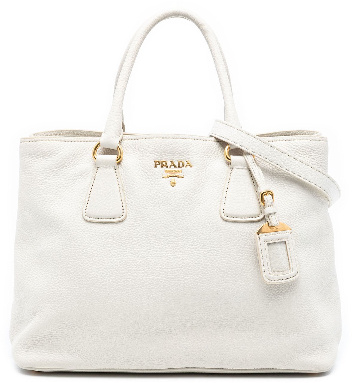 Prada Vitello Daino Open Convertible Tote Wit