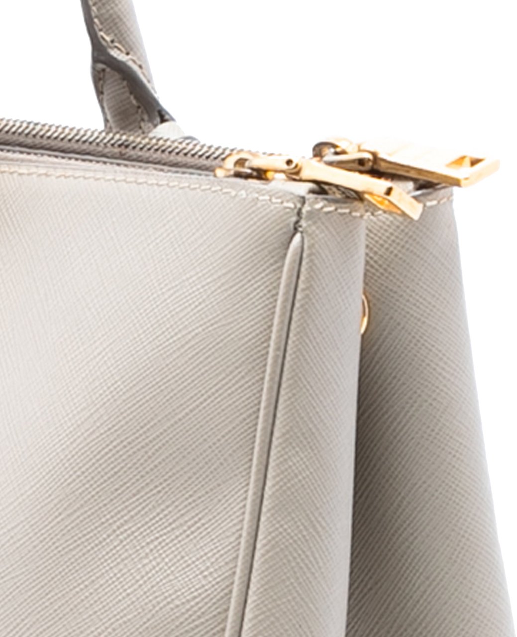 Prada Large Saffiano Lux Galleria Double Zip Tote Grijs