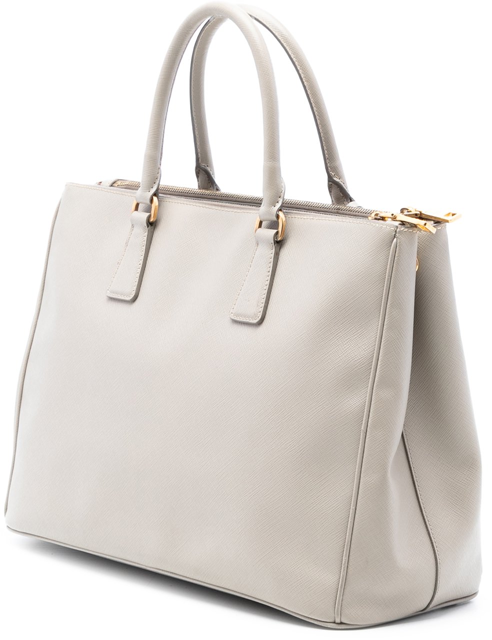Prada Large Saffiano Lux Galleria Double Zip Tote Grijs