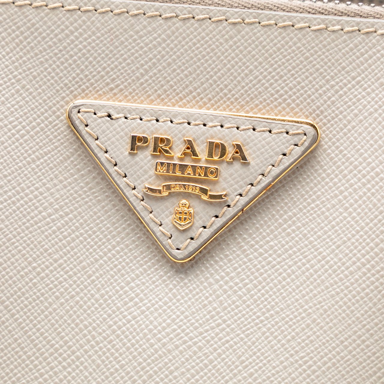 Prada Large Saffiano Lux Galleria Double Zip Tote Grijs