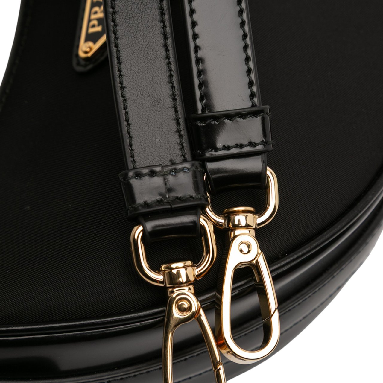 Prada Small Re Nylon and Leather Arque Satchel Zwart