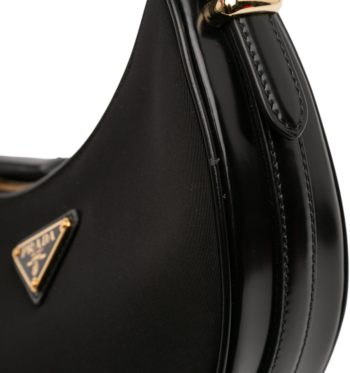 Prada Small Re Nylon and Leather Arque Satchel Zwart