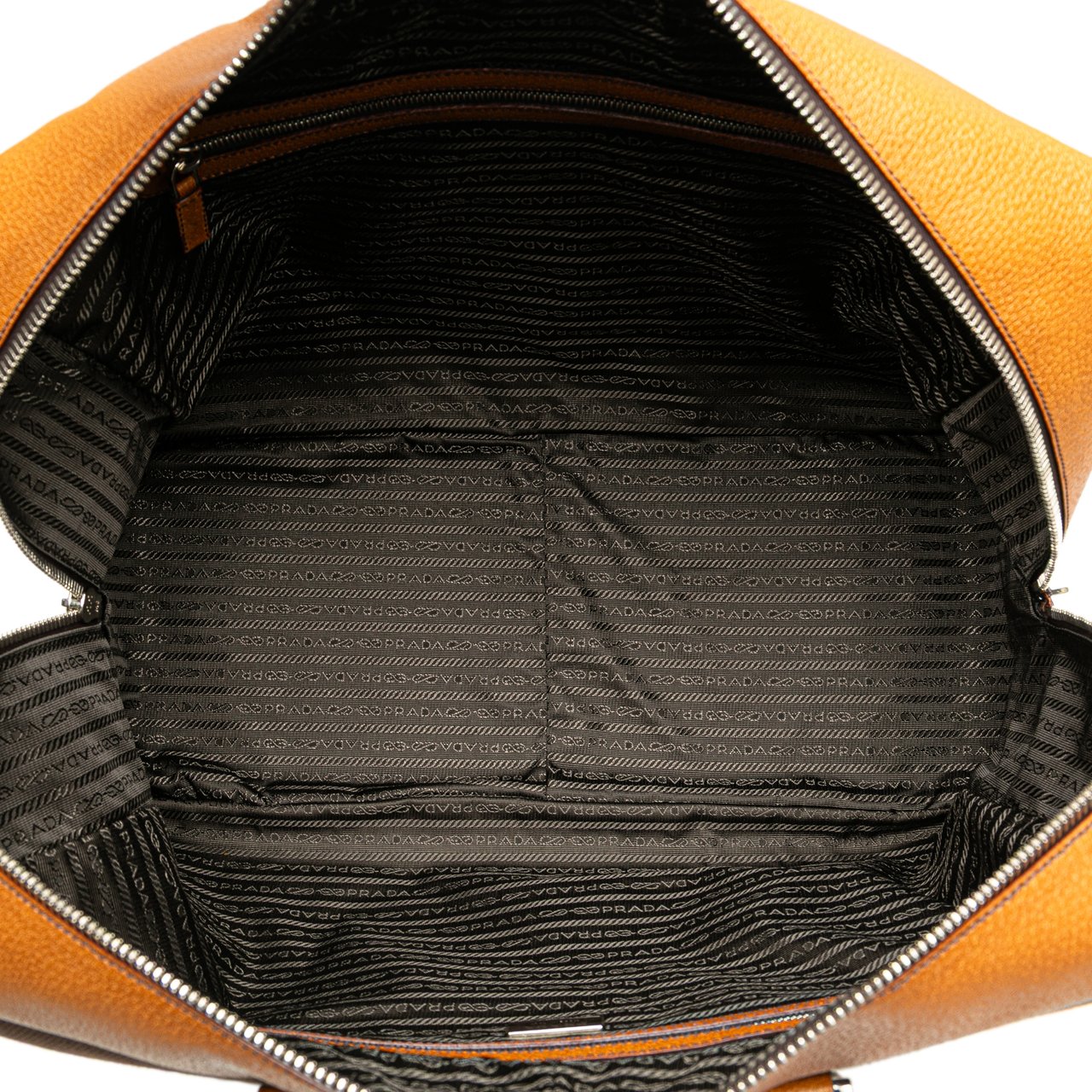 Prada Cinghiale Trimmed Canvas Canapa Travel Bag Bruin