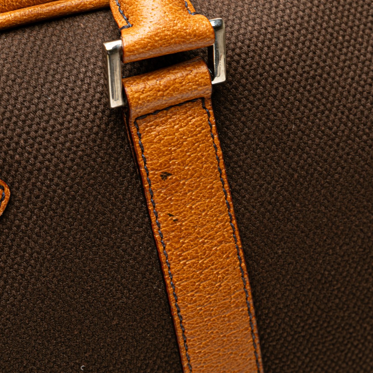 Prada Cinghiale Trimmed Canvas Canapa Travel Bag Bruin
