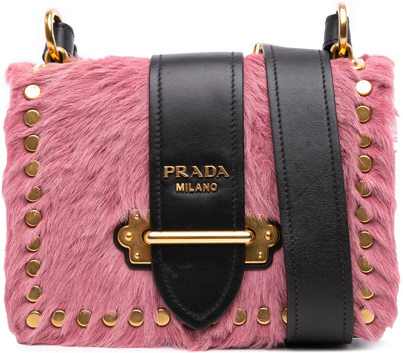 Prada City Calf Trimmed Cavallino Cahier Crossbody Roze