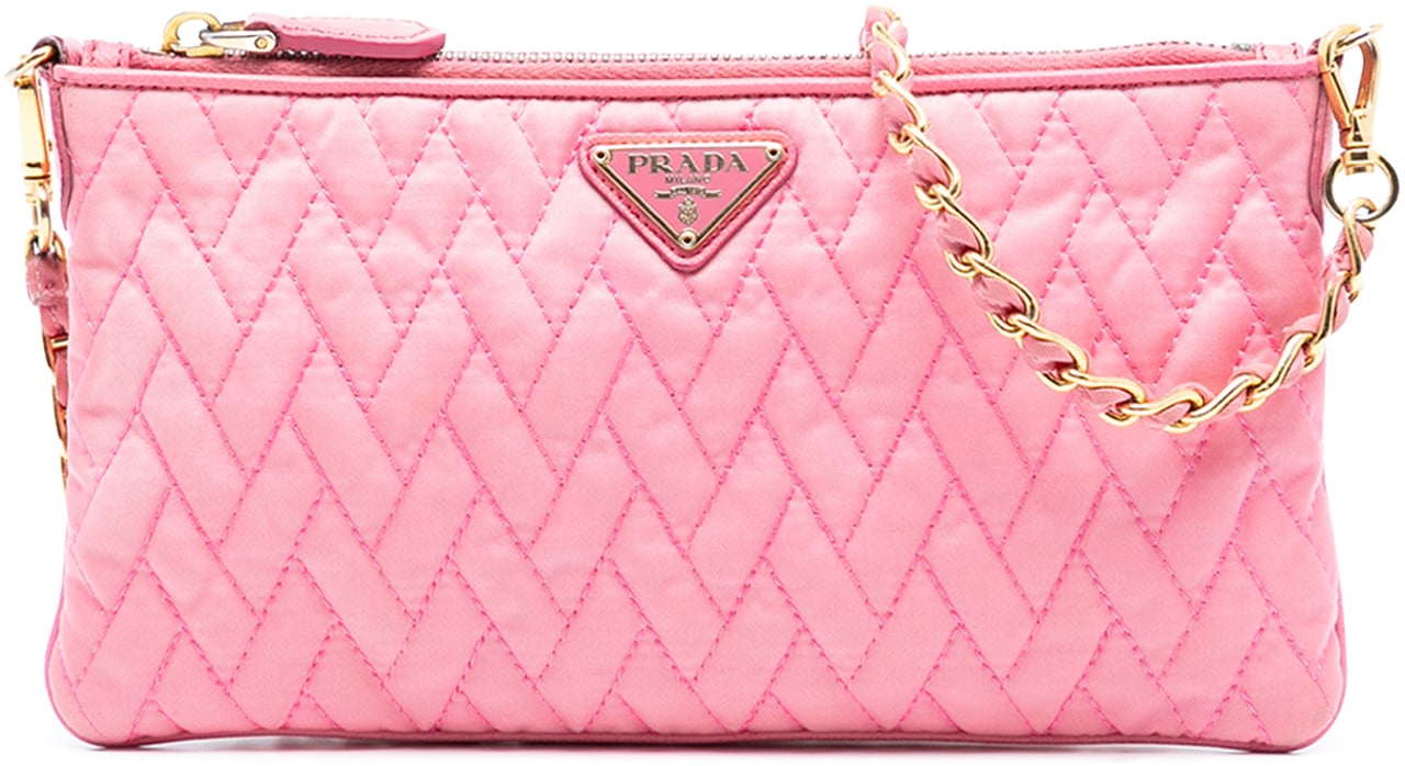 Prada Impuntu Tessuto Chain Crossbody Roze