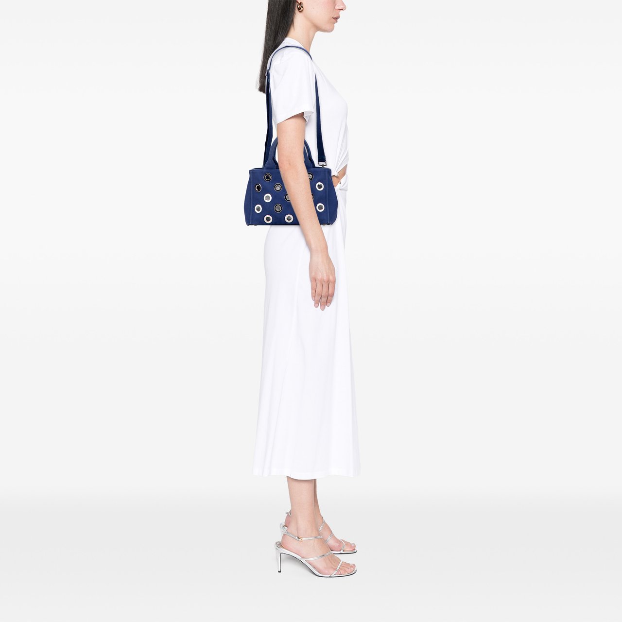Prada Small Canvas Canapa Grommet Satchel Blauw