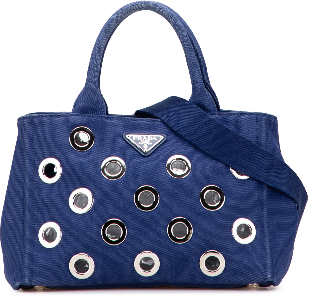 Prada Small Canvas Canapa Grommet Satchel Blauw