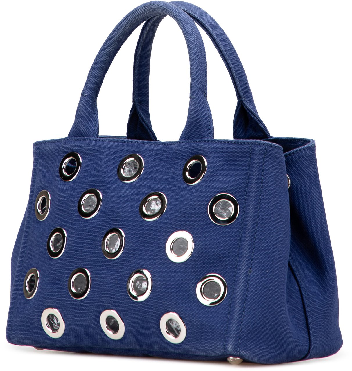 Prada Small Canvas Canapa Grommet Satchel Blauw