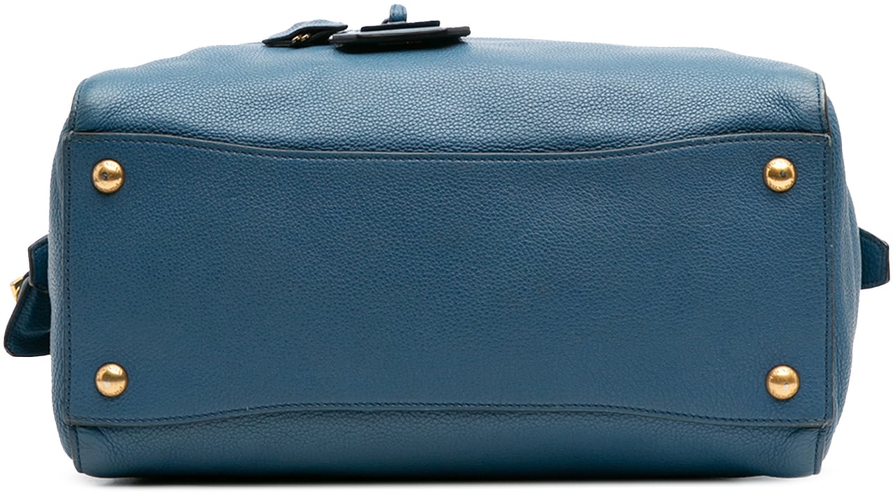 Prada Vitello Grain Satchel Blauw