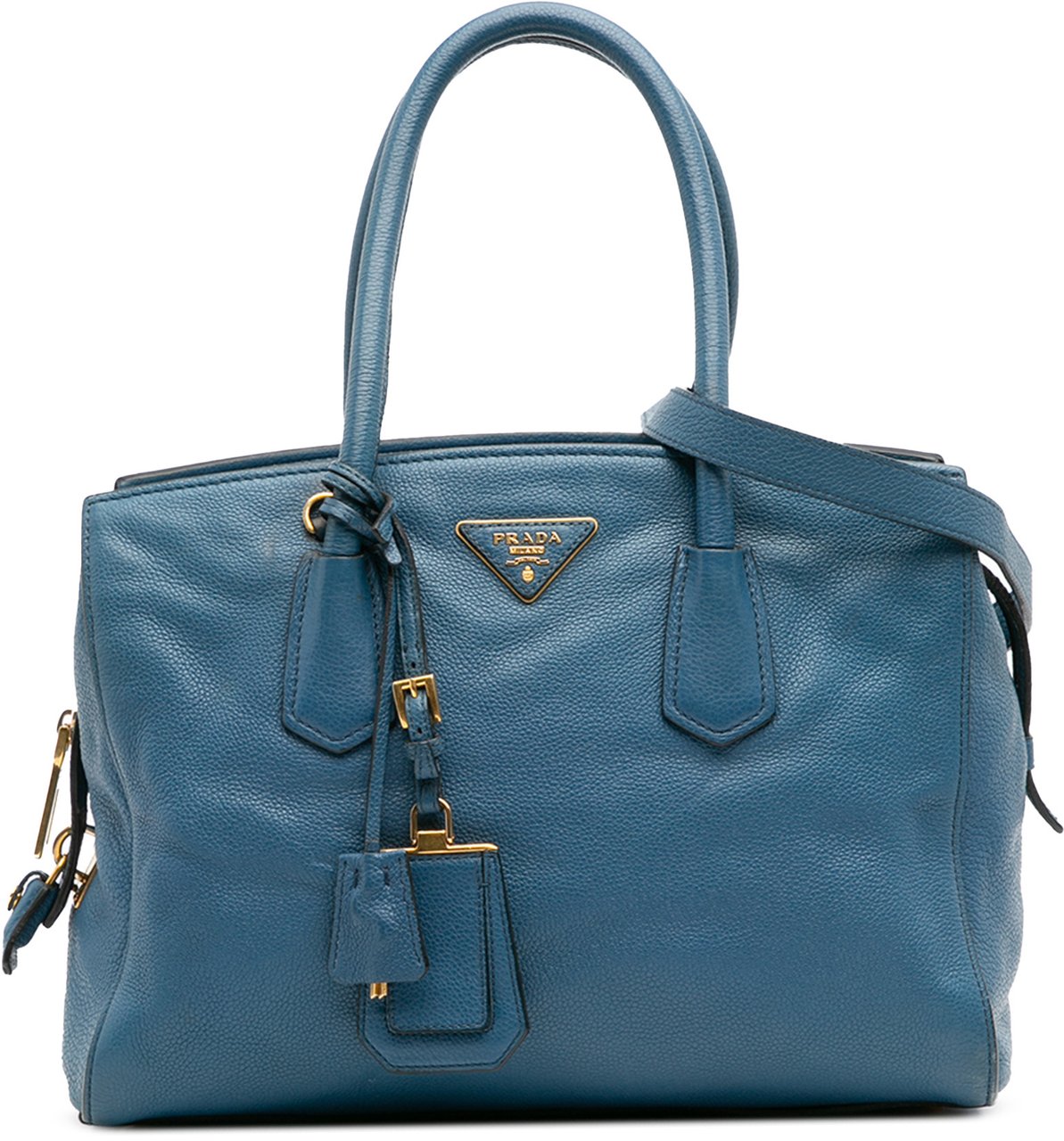 Prada Vitello Grain Satchel Blauw