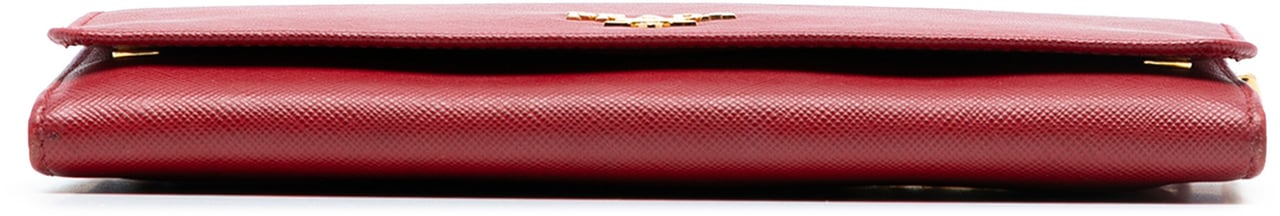 Prada Saffiano Leather Wallet on Chain Rood