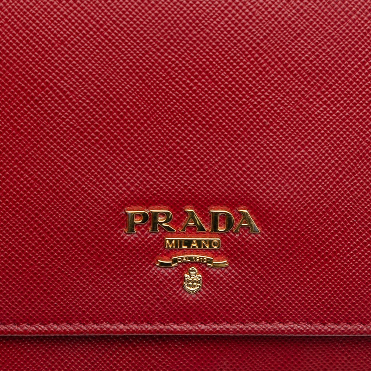 Prada Saffiano Leather Wallet on Chain Rood