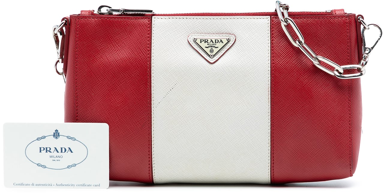 Prada Bicolor Saffiano Lux Crossbody Rood