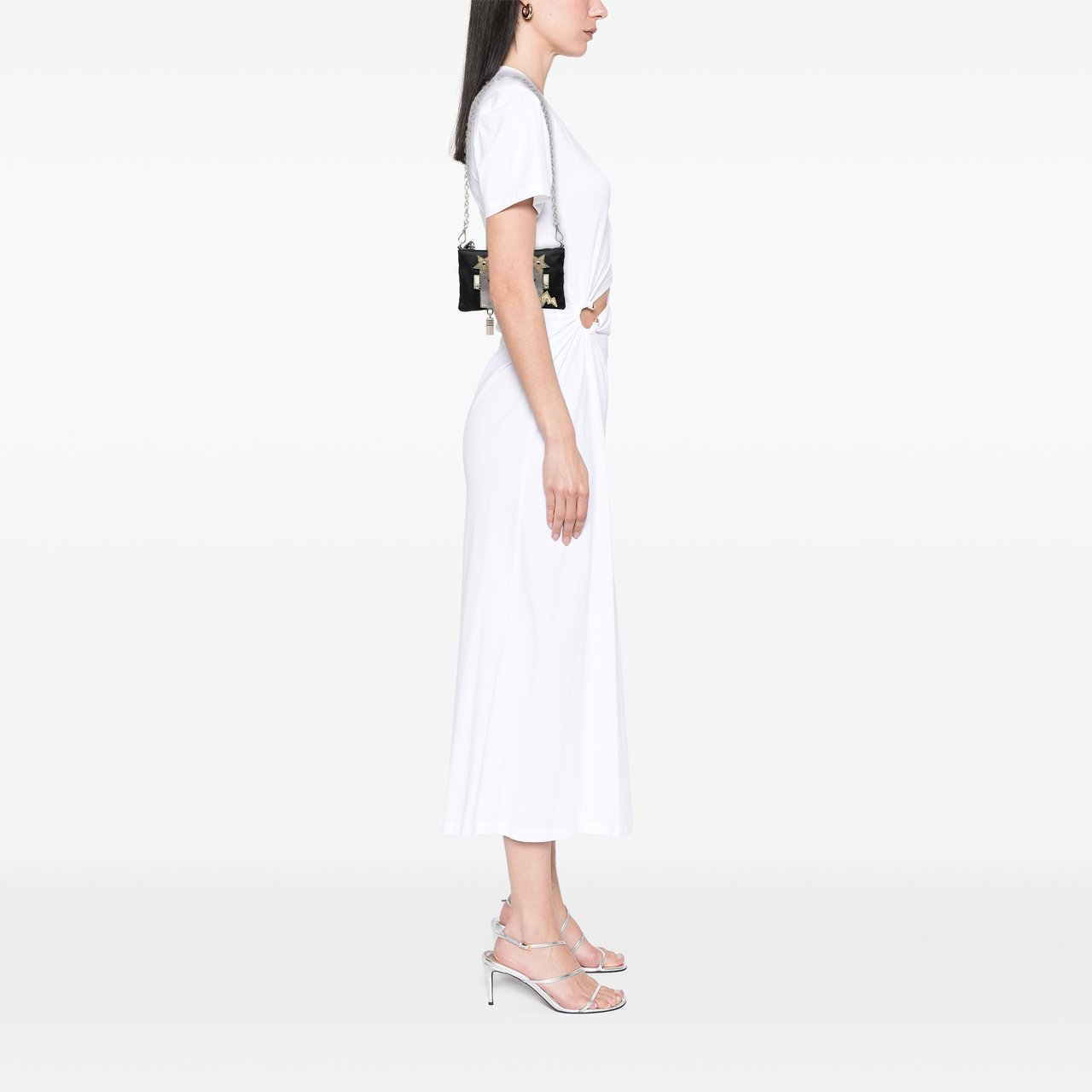 Prada Tessuto Saffiano Robot Chain Shoulder Bag Zwart