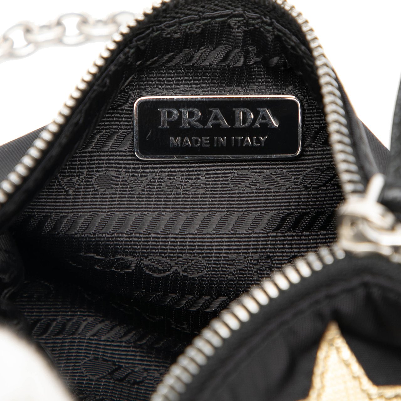 Prada Tessuto Saffiano Robot Chain Shoulder Bag Zwart