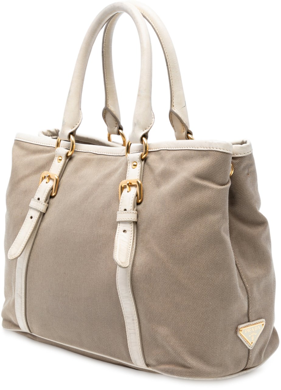 Prada Canvas Canapa Logo Satchel Bruin