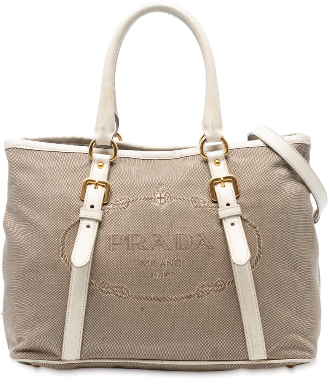 Prada Canvas Canapa Logo Satchel Bruin